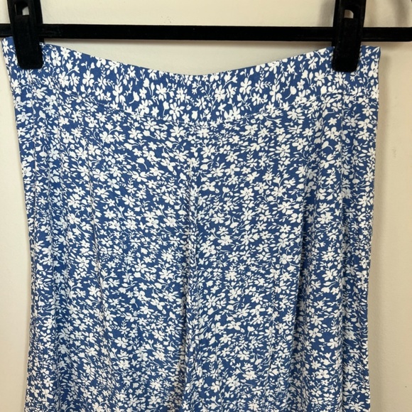 Luukse Wide Leg High Rise Ditsy Floral Pants Blue Rayon Side Zip Flowy Sz Medium - Picture 8 of 11